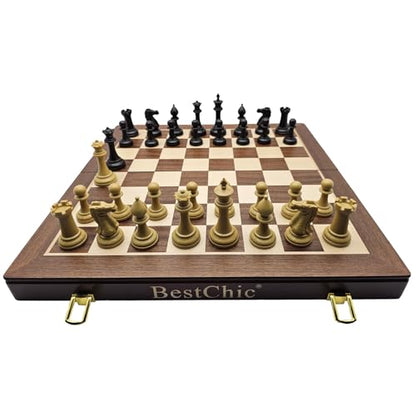 18" Wooden Chess Set,Folding Storage Wooden Chess Board Sets, Large Chess Board Sets, Premium Board Games Chess Set for Adults and Kids Chess Enthusiasts