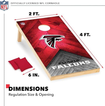 NFL Football 2' x 4' Regulation Size Solid Wood Cornhole Set with Direct Print HD Team Graphics Great Gift for Any Football Fan! Bean Bag Toss Family Outdoor Game