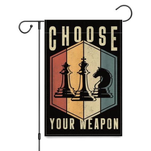 Choose Your Weapon Retro Chess Master Pieces Game Club Humor Garden Flags,Double Sided Yard Flag Banners Decorative Tapestry Holiday Office Outside 12x18 Inch - color: black 4