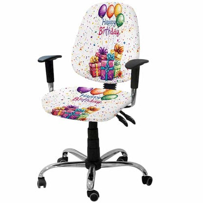 Savannan Office Chair Cover, Happy Birthday Celebration Party Protective Stretch Elastic Universal Cover for Desk Task Chair,Computer Rotating Chair 1 Pcs Colorful Present Balloon