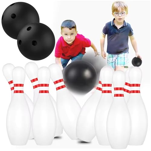 Kids Bowling Set 10 Plastic Pins & 2 Balls Toddler Bowling Set, Indoor Outdoor Activity Play Game Educational Birthday for Boys Girls 5-7, for Kids 2-5
