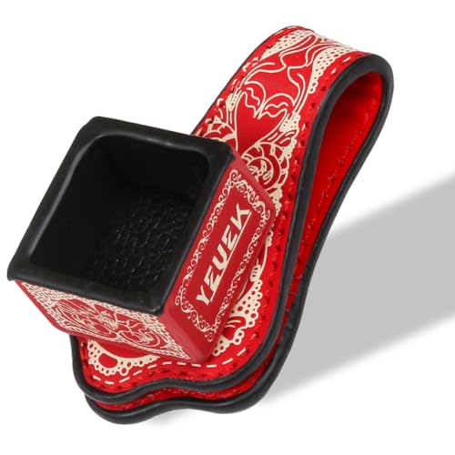Leather Magnetic Chalk Holder,Portable Pool Cue Chalk Holder with Fixed Clip,Silent Chalk Holder Pool Billiards,Pool Cue Chalk Case for Square Pool Billiards Pool Table Accessories - color: Red