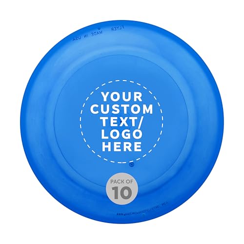 DISCOUNT PROMOS Frisbee Flying Discs in Bulk, 9.25 in. Fun Family Beach Game - color: - Custom -Translucent Blue, size: 10 flying discs