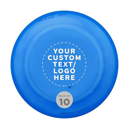 DISCOUNT PROMOS Frisbee Flying Discs in Bulk, 9.25 in. Fun Family Beach Game - color: - Custom -Translucent Blue, size: 10 flying discs