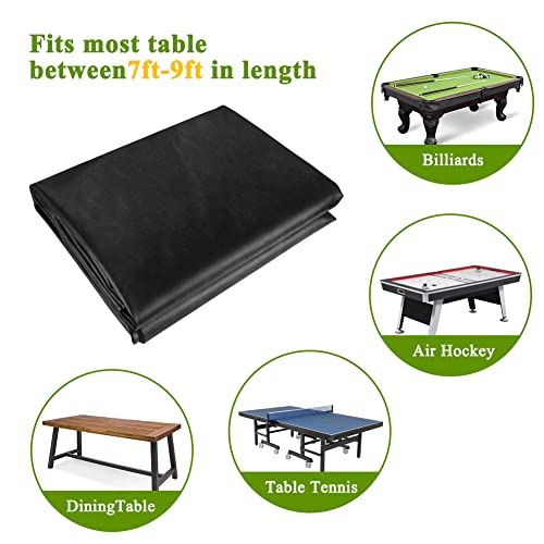 iCOVER Outdoor Pool Table Cover Waterproof Heavy Duty Leatherette Covers for Billiard Tables 8 Feet Black - color: Black 8ft