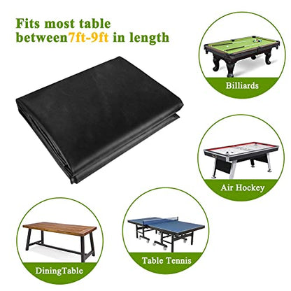 iCOVER Outdoor Pool Table Cover Waterproof Heavy Duty Leatherette Covers for Billiard Tables 8 Feet Black - color: Black 8ft