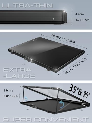 Ultra-thin 31.4 x 23.6in Portable Aluminum Card Display Case with Felt Tote Bag, High-transparency Acrylic, 3 Anti Theft Locks, Sports Trading Card Show Case for Collectible Cards Jewelry Jersey-Black - color: Black
