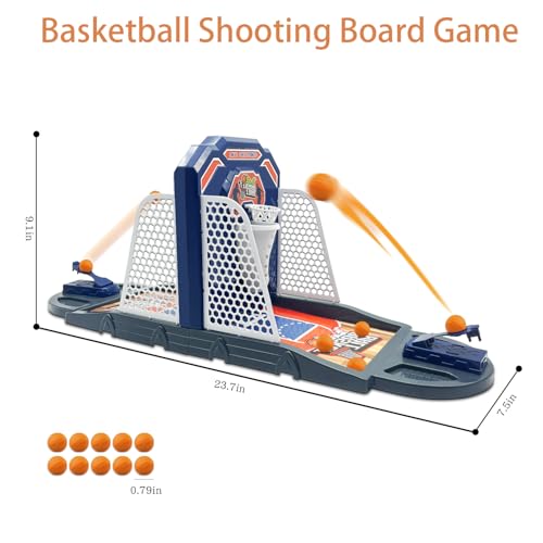 Basketball Shooting Game Toy, Funny Shooting Game, Desktop Table Basketball Games Set, Fast and Frenzied Launching ball - Including 1 Basketball Stand and 10 Balls, Gift for Kids 3 4 5 6 7 8 Year Old - color: Blue