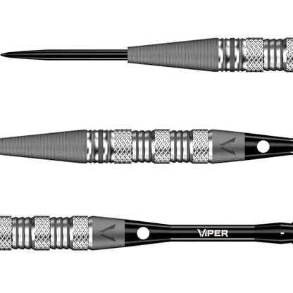 Viper Sinister Steel Tip Darts, 95% Tungsten Darts Metal Tip Dart Set for Sisal Dartboard, Sandblasted Barrels, Aluminum Dart Shafts with Locking Holes, Professional Grade - size: 22 Grams, style: Triple Knurl