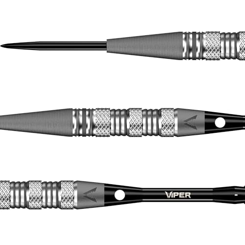 Viper Sinister Steel Tip Darts, 95% Tungsten Darts Metal Tip Dart Set for Sisal Dartboard, Sandblasted Barrels, Aluminum Dart Shafts with Locking Holes, Professional Grade - size: 26 Grams, style: Triple Knurl
