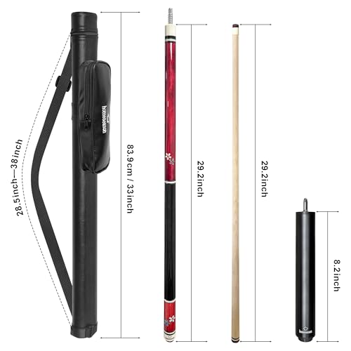 HomeSeason Pool Cue Stick 58" Professional Billiard Canadian Maple Pool Stick with Leather Case & 13mm Tip, 18/19/20/21oz for Adults Pro Player - color: 18oz(Wine Red)