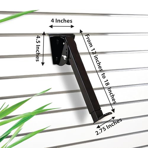 Victory Display Heavy-Duty Steel Keyboard Arms(1-PAIR), fits into Slatwall Panels, Telescoping Arms (12" to 18"), Adjustable slanting from 45° to 65° to 90°, for Keyboards and Music Production Equipment