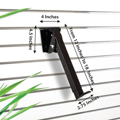 Victory Display Heavy-Duty Steel Keyboard Arms(1-PAIR), fits into Slatwall Panels, Telescoping Arms (12" to 18"), Adjustable slanting from 45° to 65° to 90°, for Keyboards and Music Production Equipment