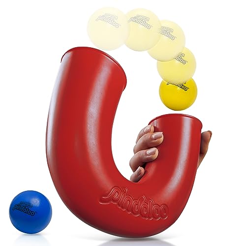 Original pindaloo Skill Game with 2 balls- Gifts for Kids and adults Indoor & Outdoor Games, Ball Toys for, Teen, & Girls- Gift Ideas for Teens, Fun Stuff Party, Develops Motor & Juggling Skills - Red - color: Red