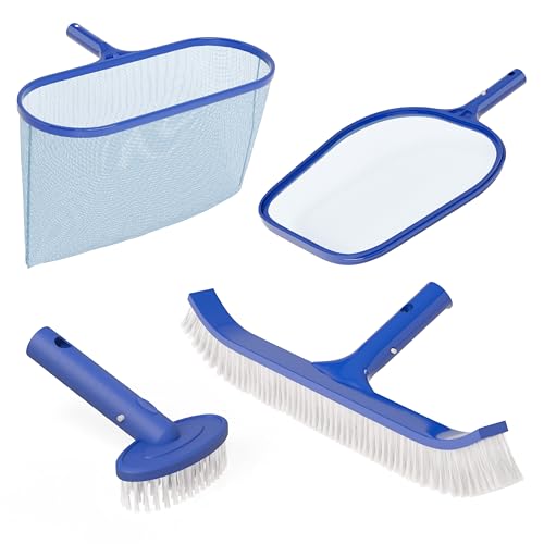 VINGLI 4-in-1 Pool Cleaning Kit, Pools Maintenance Equipment with Pool Net, Pool Brush, Skimmer Net and SPA Brush, Pool Maintenance Tools for Inground&Above Ground Swimming Pools - size: Style 2 : 4 in 1