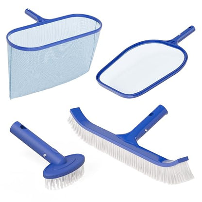 VINGLI 4-in-1 Pool Cleaning Kit, Pools Maintenance Equipment with Pool Net, Pool Brush, Skimmer Net and SPA Brush, Pool Maintenance Tools for Inground&Above Ground Swimming Pools - size: Style 2 : 4 in 1