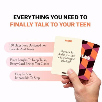 TALES 150 Conversation Cards, Teens Edition, Fun Family Games for Teens, Perfect for Dinners, Road Trips, Classrooms & Game Nights, Gifts & Gatherings, Conversation Starters to Spark Creativity - color: Teens Edition