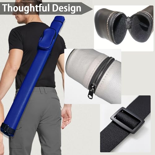 SUPERDIAMOND Hard Pool Cue Case for 58" 2-Piece Cues, Portable Pool Stick Case & Pool Stick Bag for League, Protective Cue Case & Pool Cue Bag, Billiard Cue Cases, 2x2 Pool Cue Case Style - color: Blue
