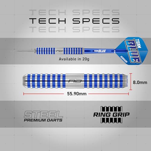 RED DRAGON Peter Wright vs Gerwyn Price Iceman Steel Tip Darts Set - ‎21g & 22g Brass Barrels for Controlled Accuracy & Grip, Flights, Shafts, Case & Checkout Card Included - style: Team Red v Team Blue