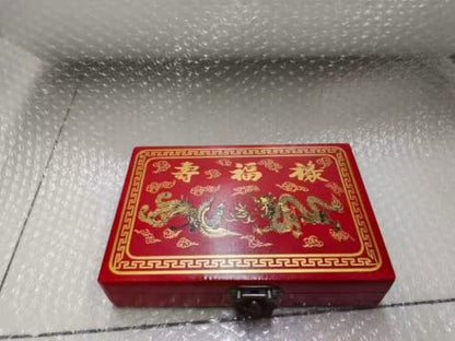 Chinese Mahjong Set | 146PCS Mini Tiles，0.87" x 0.59" x 0.47" Tiles, 2PCS Dot Dice, 6.7" Wooden Carry Case, For Travel, Family Gathering, Party