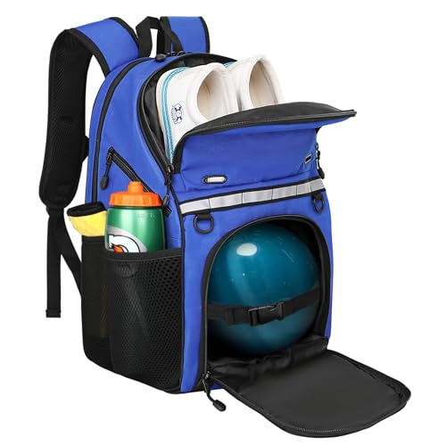 Goloni Bowling Backpack,Single Ball Bowling Bag with Shoe Compartment Up to Size 16,Bowling Bag with Padded Ball Holder - color: Blue
