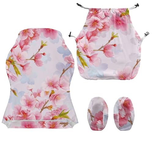 Suobstales Cherry Blossom Pattern Gaming Chair Cover, Stretchy 4pc/Set Ergonomic Office Computer Game Chair Slipcovers with Armrest Covers/Back Covers/Seat Cover for Reclining Racing Gaming Chair - color: Cherry Blossom