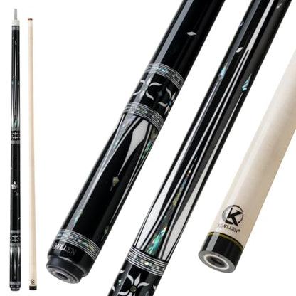 KONLLEN KL-KB Low Deflection Maple Billiards Cue Pool Cue Stick Real Wood Abalone Shell Inlay Wrapless 12.5mm Tip - color: KL-KB-Black