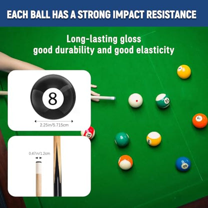 95pcs Pool Table Accessories Set - Balls, Triangle, Rack, Cue, Chalk, Tips, Stickers, Cloth, Brush & Cleaner Set
