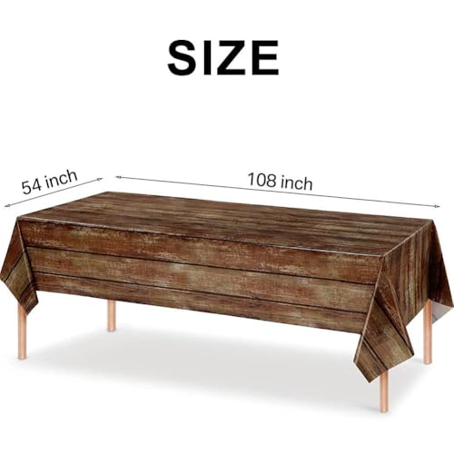2 Pack Christmas Plastic Tablecloths Plastic Table Covers Disposable Table Cloths BBQ Picnic Birthday Wedding Party Waterproof Tablecloth Dark Wood Grain TableCovers 54 x 108 in - color: Deep Tree Pattern