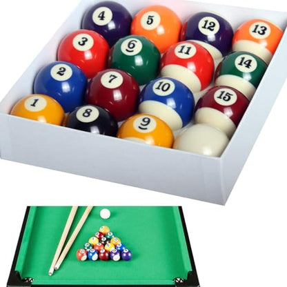 16 Pcs Mini Billiard Balls Set, 25mm/0.98in Mini Pool Balls, Resin Pool Ball Billiard Set with 8 Colors for Family Fun, Entertainment (Not Suitable for Adults)