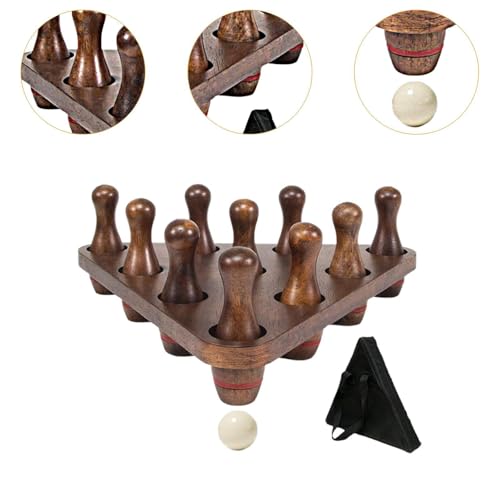 10 Pieces Shuffleboard Bowling Pins Mini Bowling Pins Tabletop Bowling Game Solid Wood Portable Set Suitable for Indoor Outdoor Games