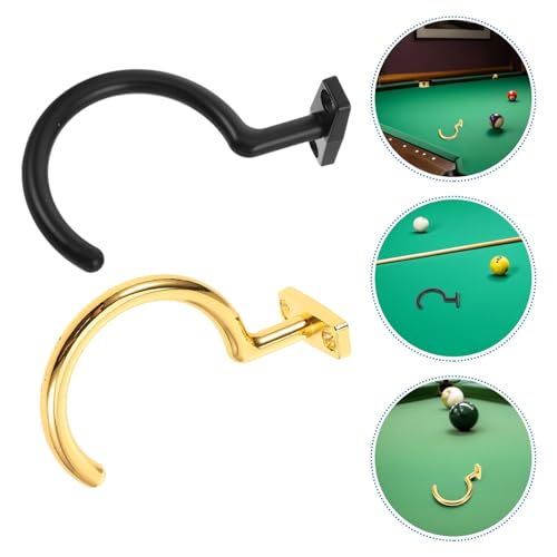 POPETPOP Wall Mounted Billiard Cue Holder Hooks 4pcs Metal Pool Stick Rack Clips for Pool Table Storage and Snooker Cue Organization in Gold and Black