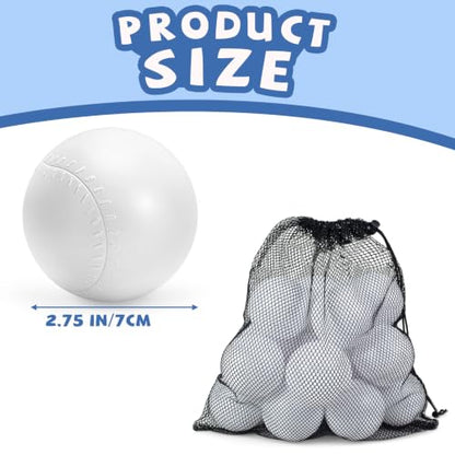 YongnKids 12 Pcs Toddler Baseball Balls Replacement T-Ball, 2.75" Plastic Baseballs with Mesh Bag Perfect for Tee-Ball Practice, Baseball Hitting & Training,Softball,Sports Theme Party Favors Gifts