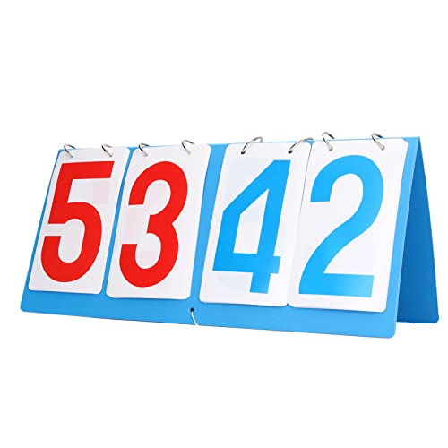KUIDAMOS Tabletop Flip Score Keeper, Intuitive Plastic 4 Digit Scoreboard Clear Print Portable for Table Tennis for Basketball