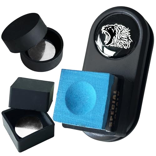 Billiards Magnetic Chalk Holder Belt Clip with 2 (Round&Square) Chalks holder, Magnetic Pool cue stick Chalk Holder Pro - 3X Stronger Grip, Dustproof & Water-Resistant (Includes 2 Silicone Boxes) - color: A1