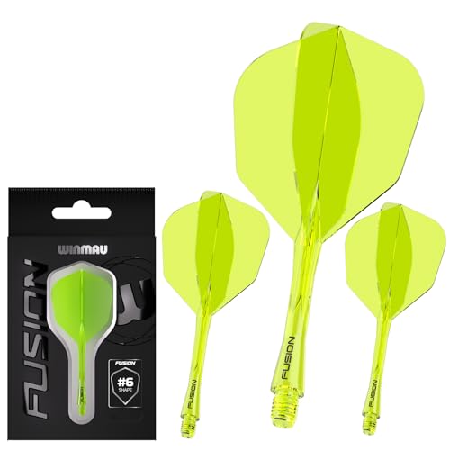 Winmau Fusion No.6 Integrated Flight & Shaft System - Lightweight Replacement Set for Steel & Soft Tip Darts - 90-Degree Wing Design Sizes - color: Yellow, size: Medium (34mm)