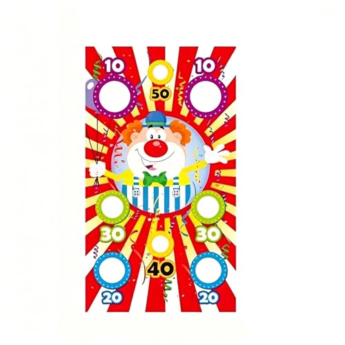 Carnival Bean Bag Toss Game Banner, Circus Party Throwing Game with 8 Holes, Fun Outdoor Indoor Carnival Party Decoration Supplies for Kids Adults