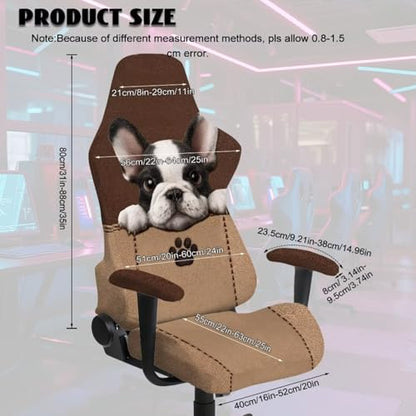 Suobstales Boston Terrier Paw Print Gaming Chair Covers, Stretchable Elastic Computer Desk Chair Cover with Armrest Covers, 4Pc/Set Soft Non Fading Office Chair Covers Slipcovers - color: Boston Terrier Paw