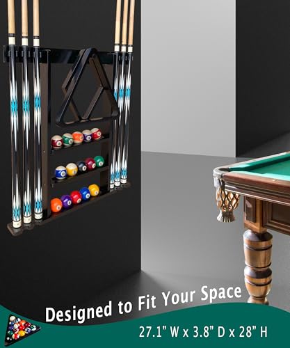 Pool Cue Stick Holder Wall Mount, Pool Cue Holder, Billiard Cue Rack For Pool Table Accessories. Pool Table Stick Holder Wall Mount Made Of 100% Solid Wood (Ebony Black) - color: Ebony Black