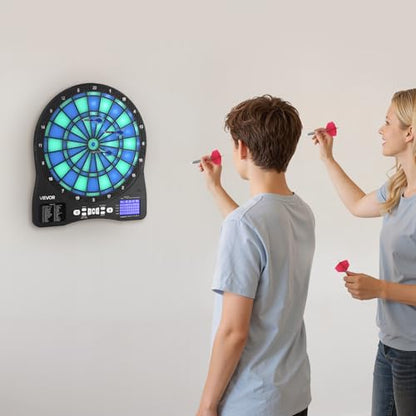 VEVOR Electronic Dart Board, LED-Illuminated Target Dartboard with 48 Games & 500+ Variations, Includes 6 Dart Shafts with Flights & 50 Soft Tips, Cricket Scoring LCD Screen - Supports Up to 8 Players