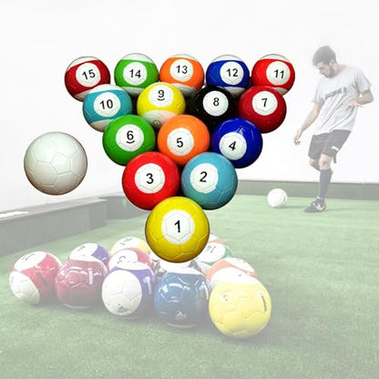 16Pcs Football Billiards Ball Set, PU Leather Soccer Snooker Balls for Inflatable Billiards Game, Pool Kick Billiards Set Table Games for Adult Outdoor Entertainment - size: 22cm/8.66inch