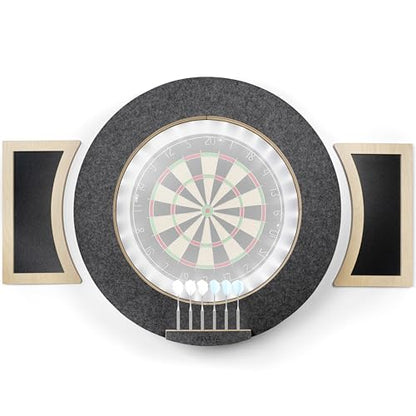 Dart Board Cabinet Set with LED Light; Bristle Dartboard, Built in LED Light, Darts and Chalkboards - color: Black (Cabinet Only)