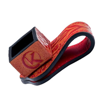 KONLLEN Leather Engraved Chalk Holder Magnetic Vegetable Tanned Leather Pool Cue Snooker Silent Billiard Accessories - color: 05VT Holder-Square-Red