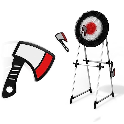 Black Series Axe Throwing Set – Indoor & Outdoor Party Game| Safe Plastic Throwing Axes| Collapsible Target| Backyard Game, Carnival Game, Beach Camping, Tailgating Essential| Fun Sports Activity Gift