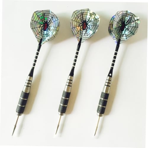 Happyyami 3pcs Professional Aluminum Rod Needle Tip Darts with Spider Pattern Tail Wings Flights for Sports Events and Comfortable for Indoor Outdoor Leisure Use