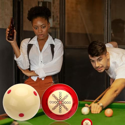 NQEUEPN 2pcs Billiard Training Cue Ball, Pool Training Balls Billiards Practice Accessories Billiards Training Pool Table Training Red Dot Cue Ball for Beginner Games Sports Billiard Table Trainer