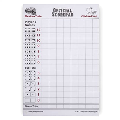 Yellow Mountain Imports Mexican Train and Chicken Foot Dominoes Scorepad/Scoring Sheets (8.2 x 5.5 Inches) - 60 Sheets - size: Mexican Train/Chicken Foot - 60 sheets