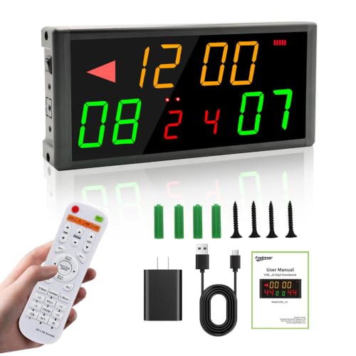 LED Electronic Scoreboard with Power Supply,Score Keeper with Timer Clock,Portable Digital Scoreboard with Remote for Corn Hole,Board Game,Indoor & Outdoor Game - style: 10 Digital- Green