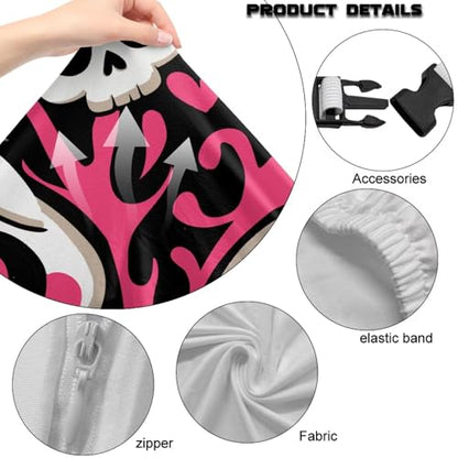 Skull Print Gaming Chair Covers with Armrest Covers Dust-Proof Universal Fit Gamer Desk Chair Cover for Ergonomic Game Rotating Office Chairs, Easy to Install - color: Black and White - Skull