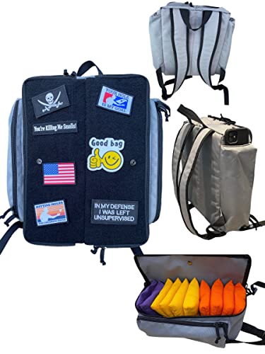 Cornhole Backpack -16 to 24 Bean Bags- Bag Set, corn hole Book bag - Professional Cornhole Carrying Case- Storage, Pockets & Adjustable Straps - Cornhole Accessories *NEW and improved!
